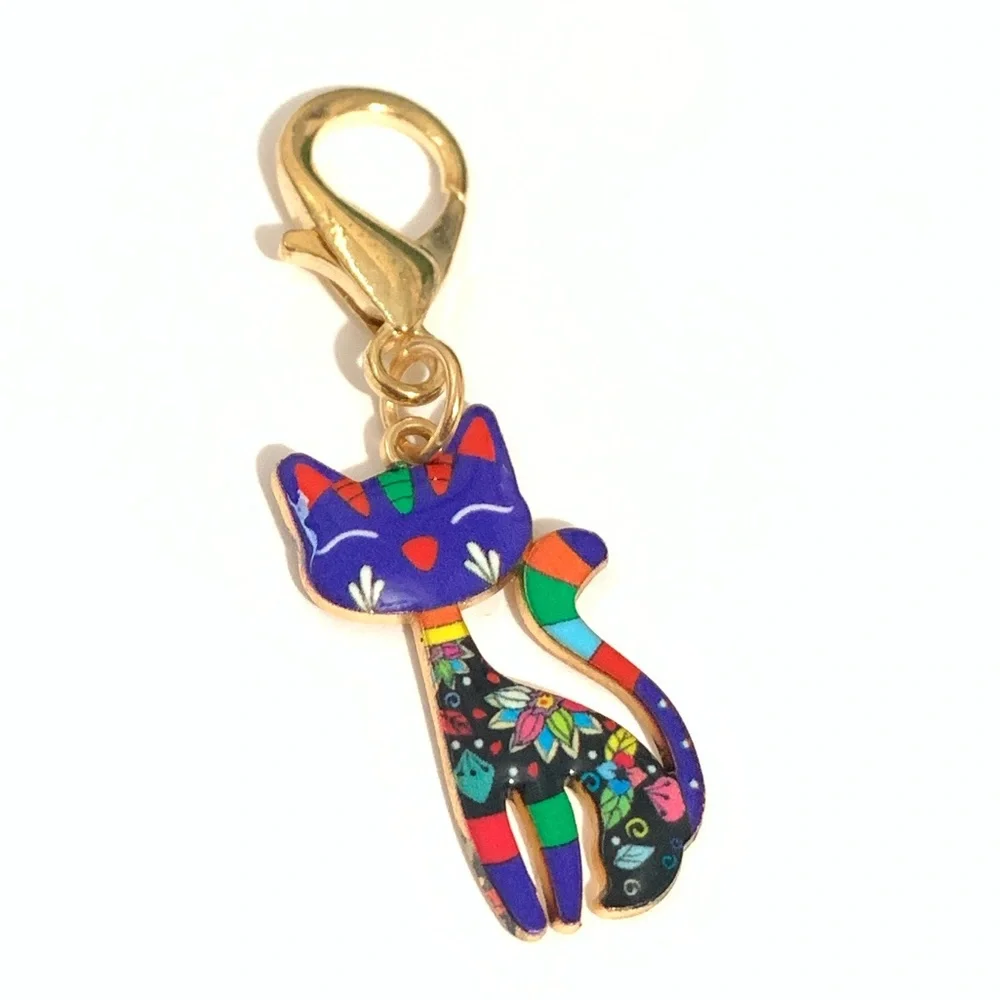 New Colorful Cat Charm Keychain